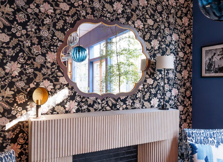 Ogee Walnut Burl Wood & Distressed Gold Leaf Mirror by Bunny Williams