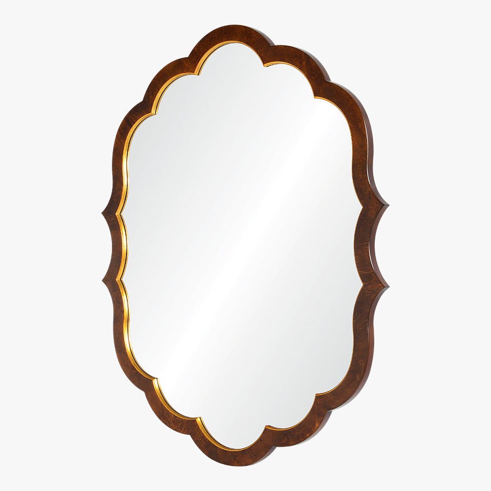 Ogee Walnut Burl Wood & Distressed Gold Leaf Mirror by Bunny Williams