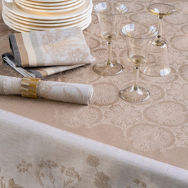 Instant Bucolique Beige Tablecloths by Le Jacquard Français