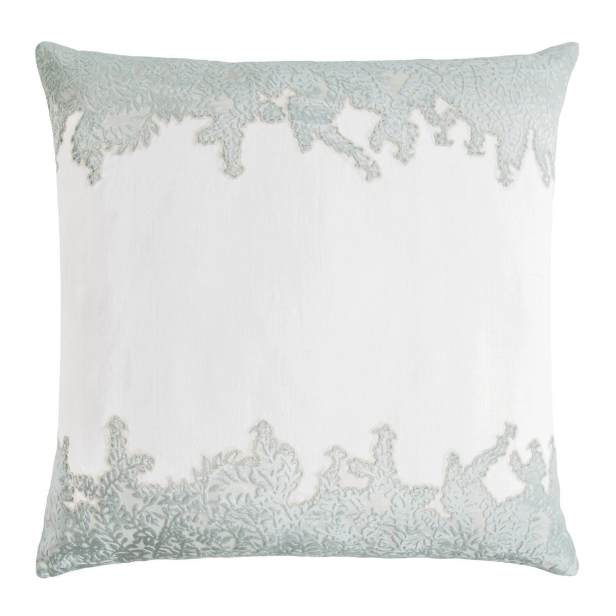 Sage & White Ferns Velvet Appliqué Pillow