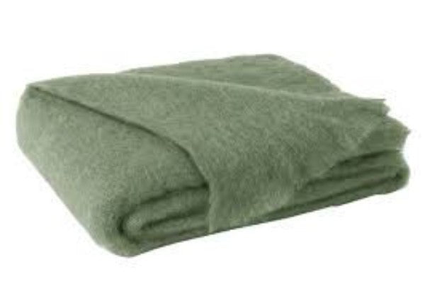 Brushed Mohair Throw Olive Green by Lands Downunder