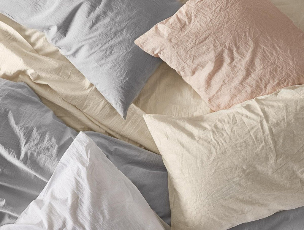 Pewter Organic Crinkled Percale Sheet Sets by Coyuchi
