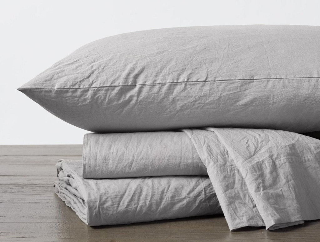 Pewter Organic Crinkled Percale Sheet Sets by Coyuchi