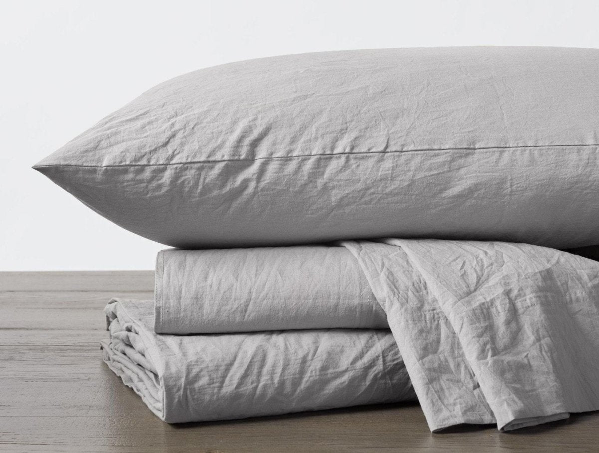 Pewter Organic Crinkled Percale Sheet Sets by Coyuchi