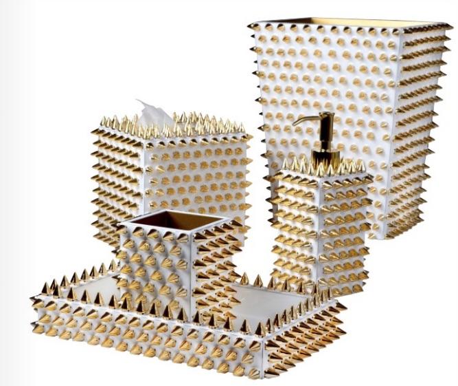 Quill White & Gold Bath Accessories by Mike + Ally