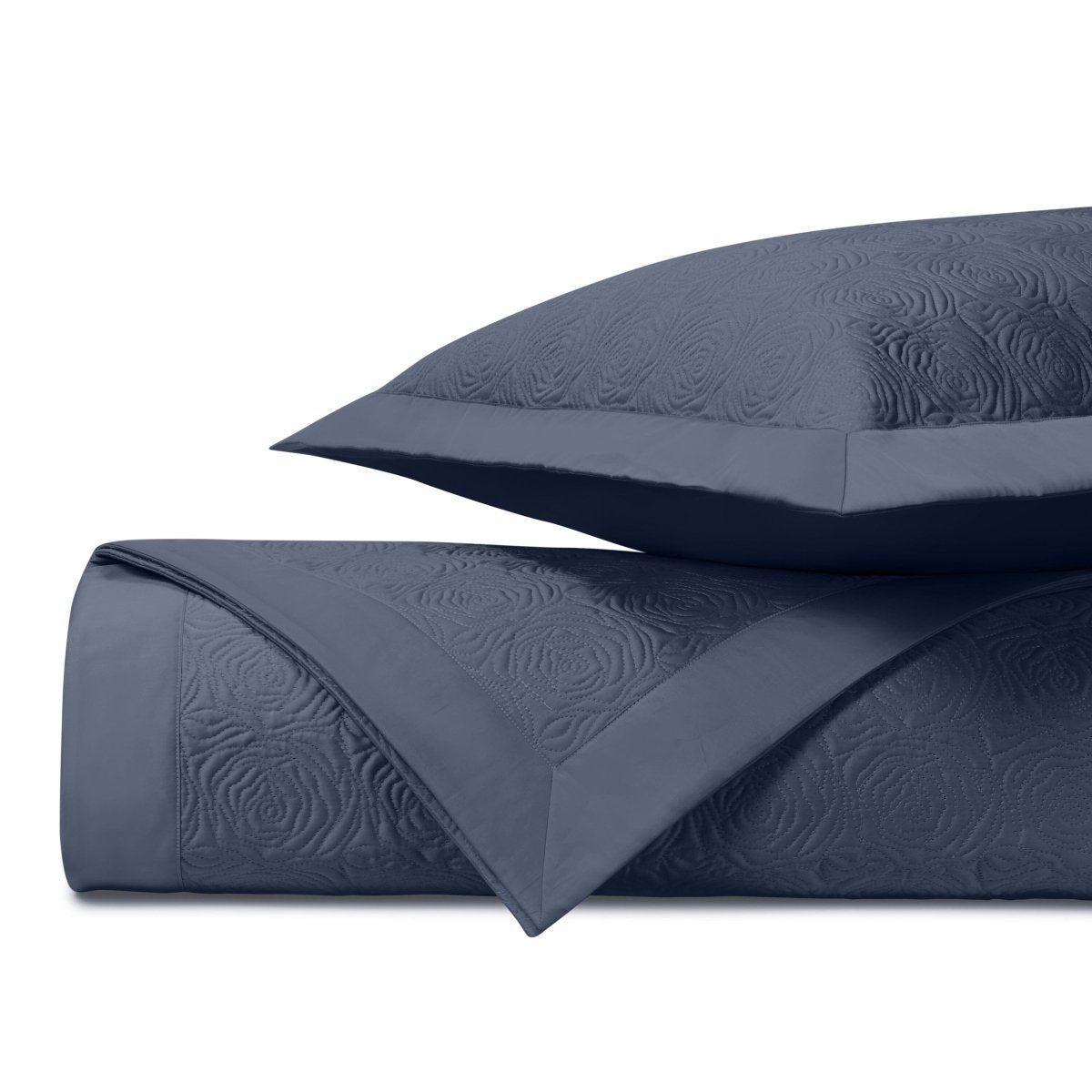 Roses Quilted Stone Blue by Home Treasures