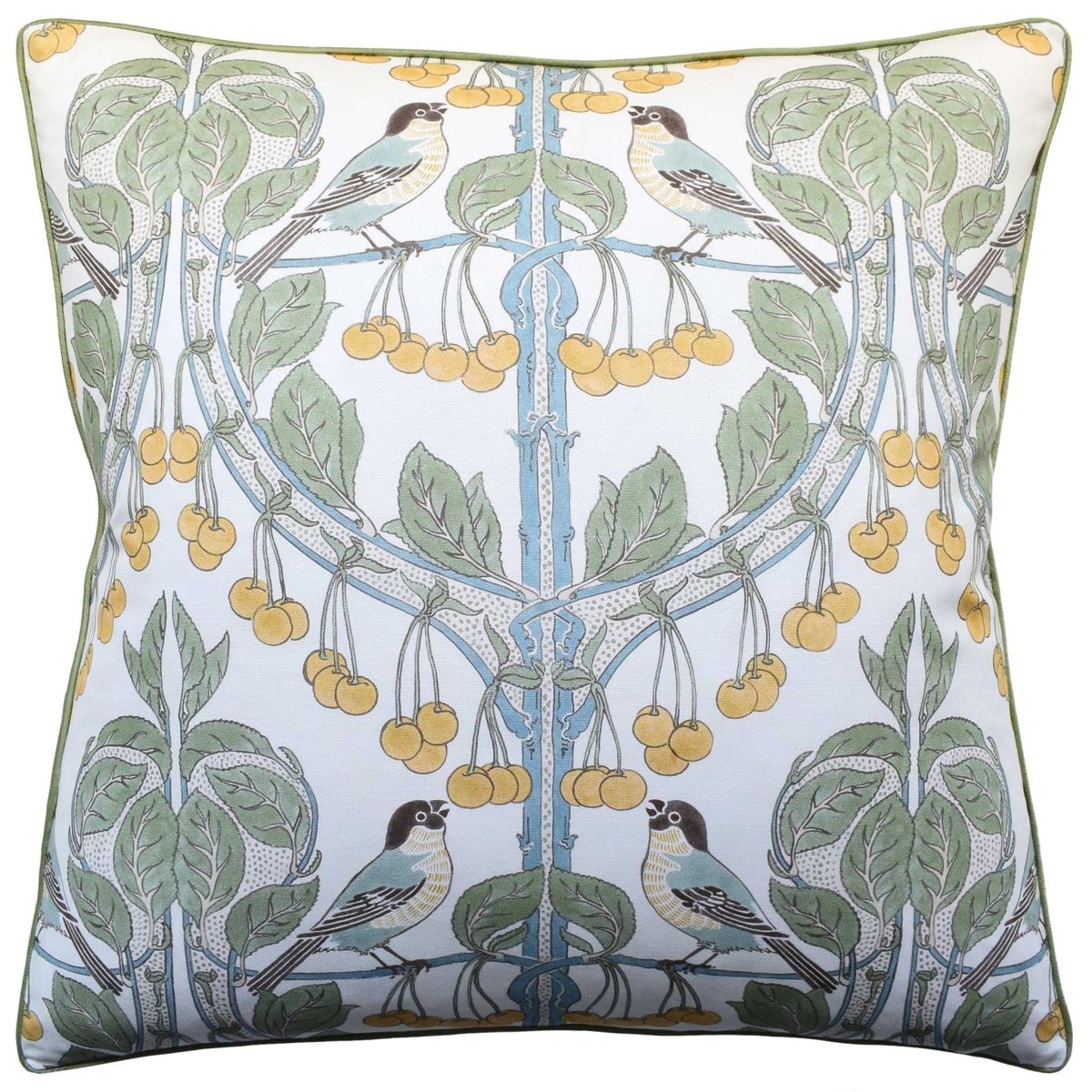 Birds & Cherries Aqua Decorative Pillow Ryan Studio