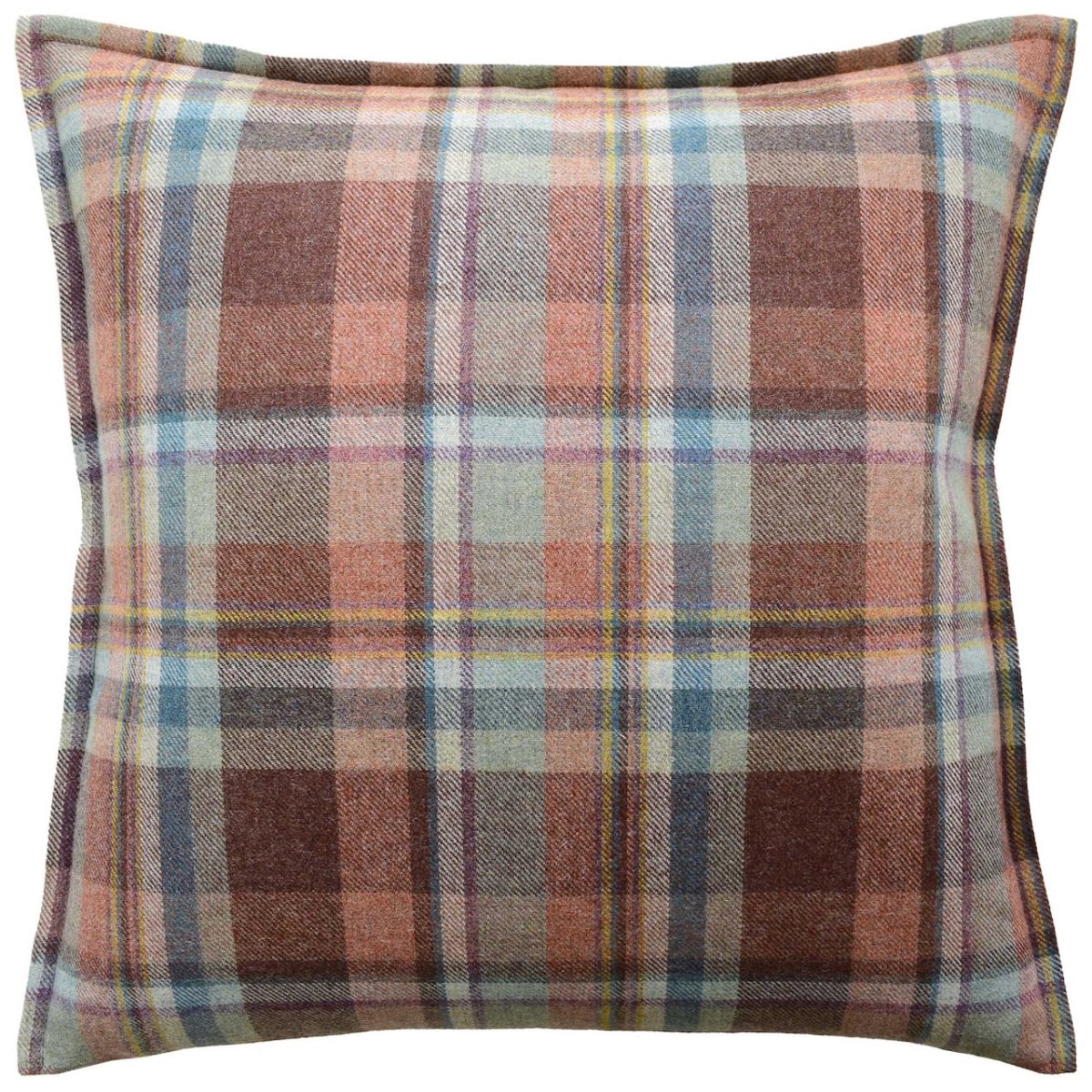 Lindisfarne Plaid Russet Aqua Decorative Pillow by Ryan Studio