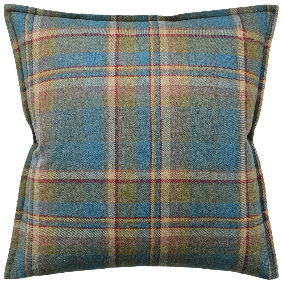 Lindisfarne Plaid Teal Decorative Pillow by Ryan Studio