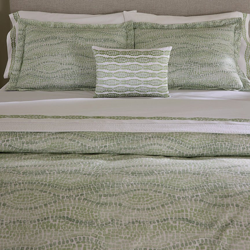 Cobblestones Green Small Lumbar Pillow by Sferra