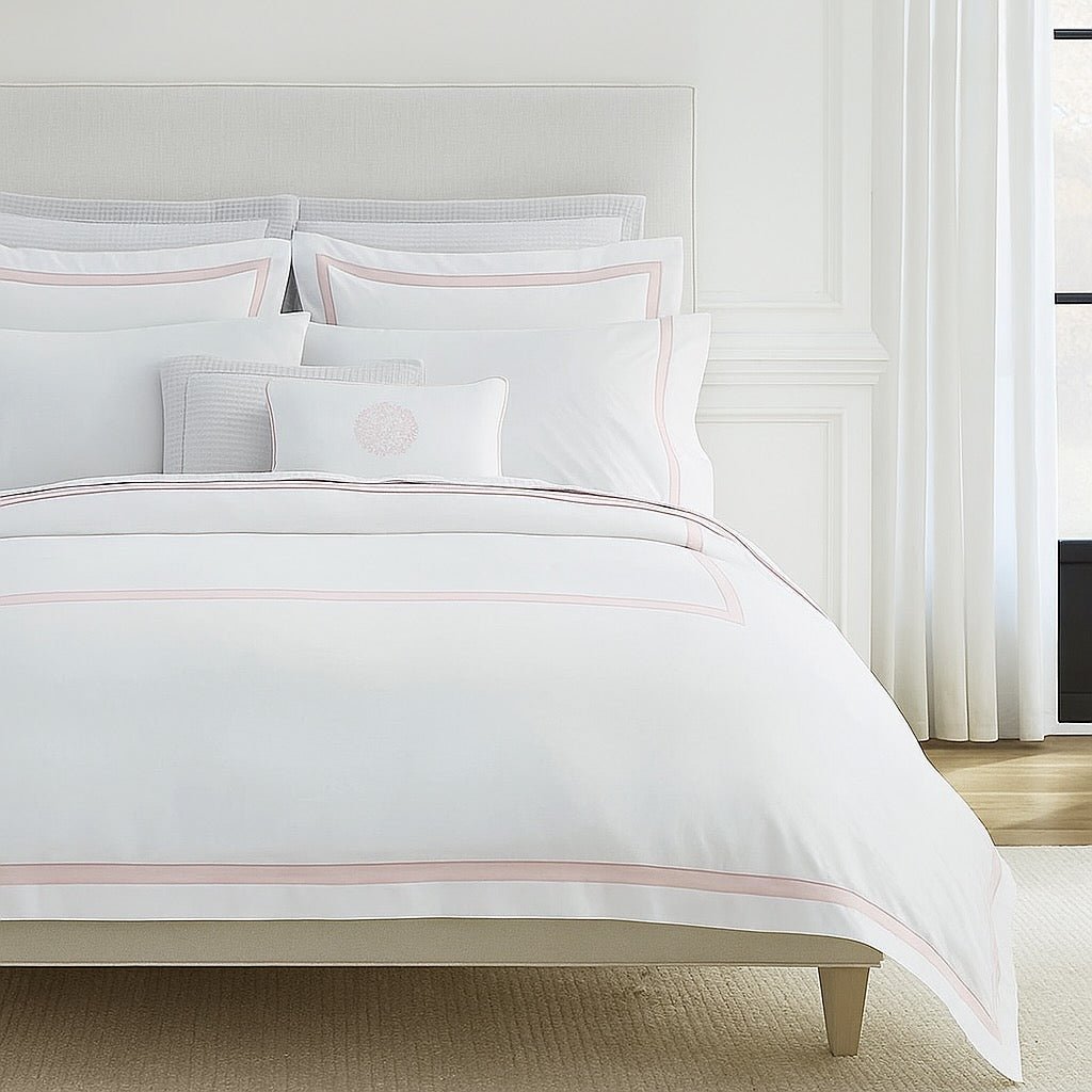 Estate Bedding in White and Carnation Pink by Sferra