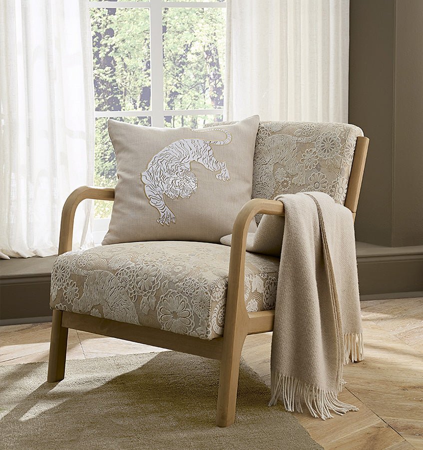 Siberian Tiger Decorative Pillow in Natural by Sferra Linens