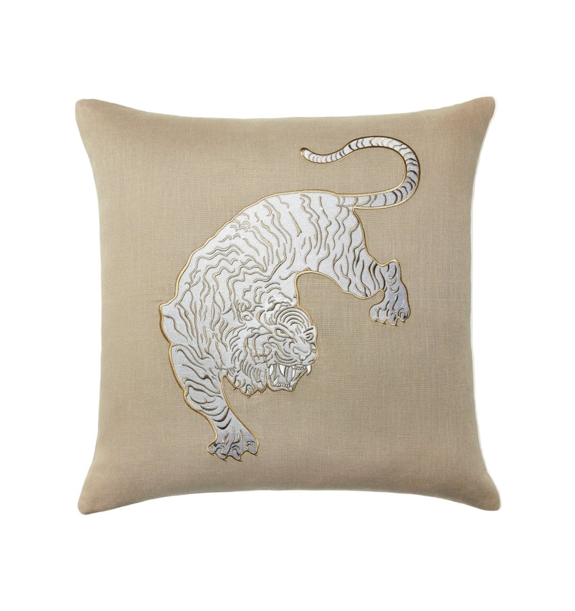 Siberian Tiger Decorative Pillow in Natural by Sferra Linens
