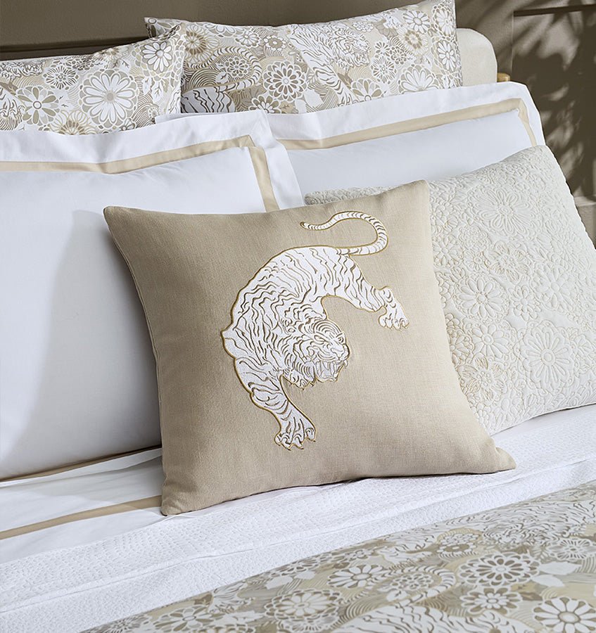 Siberian Tiger Decorative Pillow in Natural by Sferra Linens