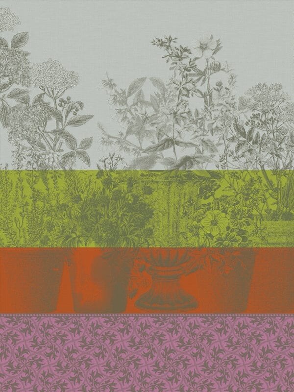 Floraison Rayé Purple tea towel by Le Jacquard Français