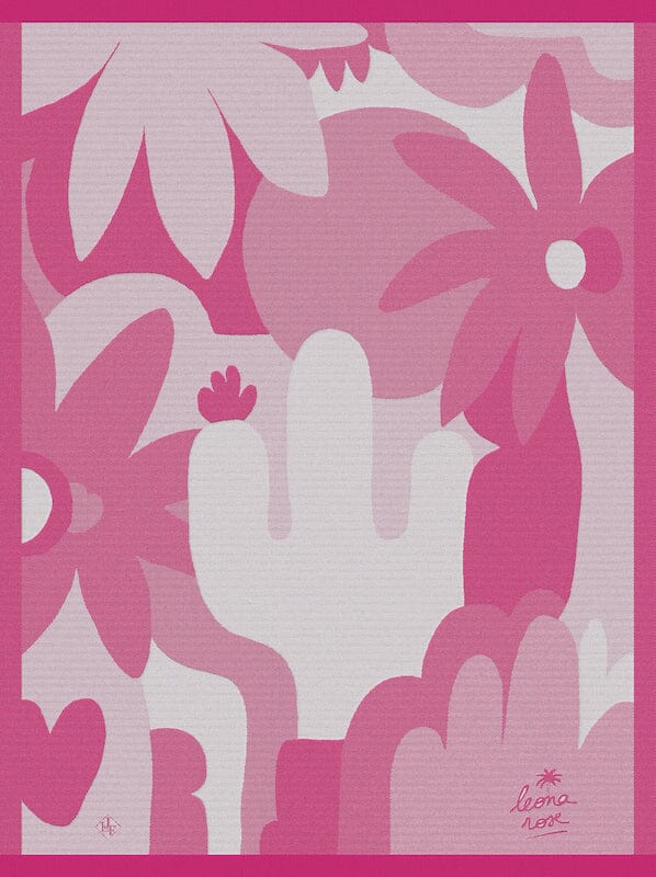 Octobre rose pink tea towel by Le Jacquard Francais