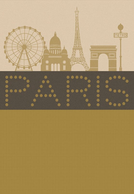 Paris lumiere brown tea towel by Le Jacquard Francais