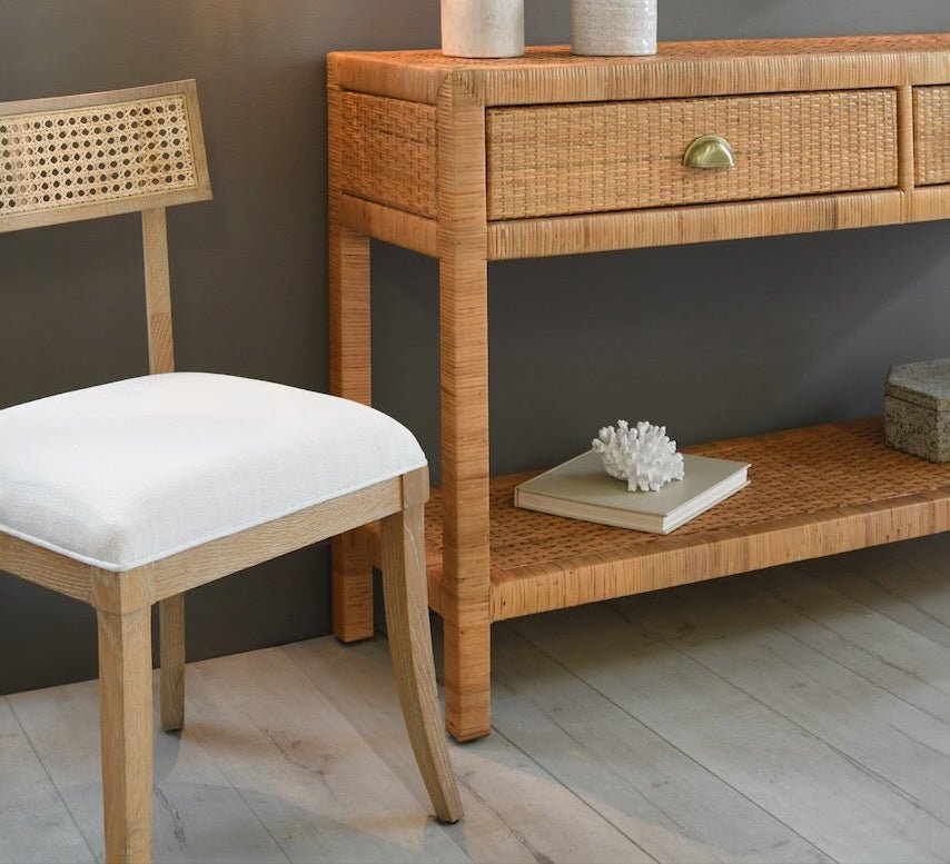 Britta Cerused Oak Klismos Dining Chair by Worlds Away