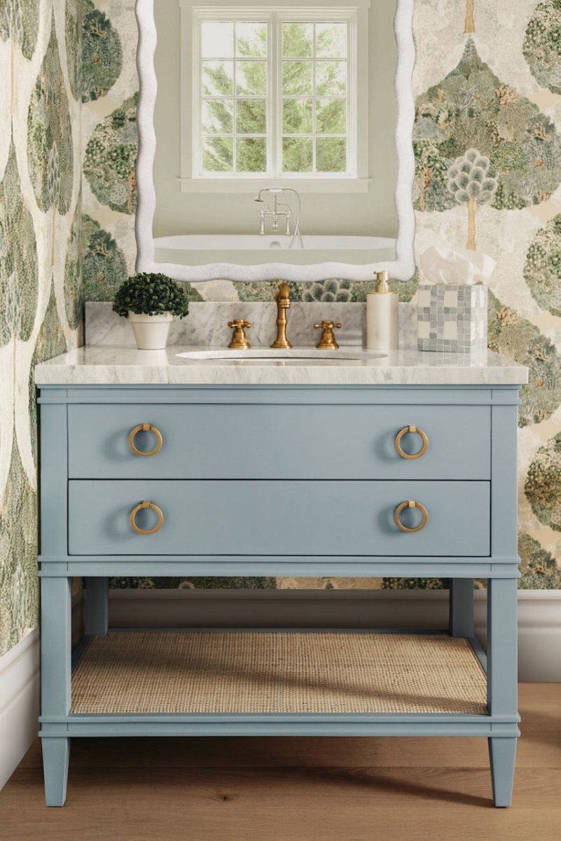 Cutler Light Blue Bath Vanity by Worlds Away