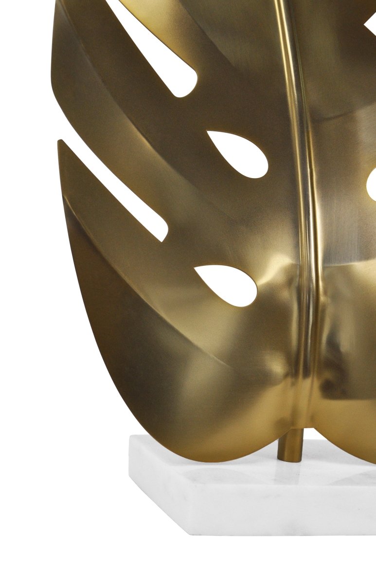 Frond Medium Antique Brass Leaf Sculpture by Worlds Away