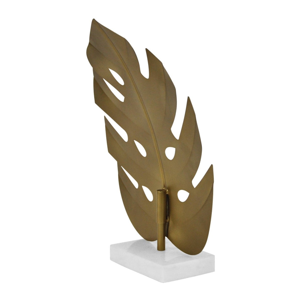 Frond Medium Antique Brass Leaf Sculpture by Worlds Away