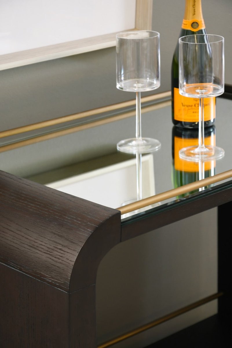 Myer Espresso Oak Bar Cart by Worlds Away