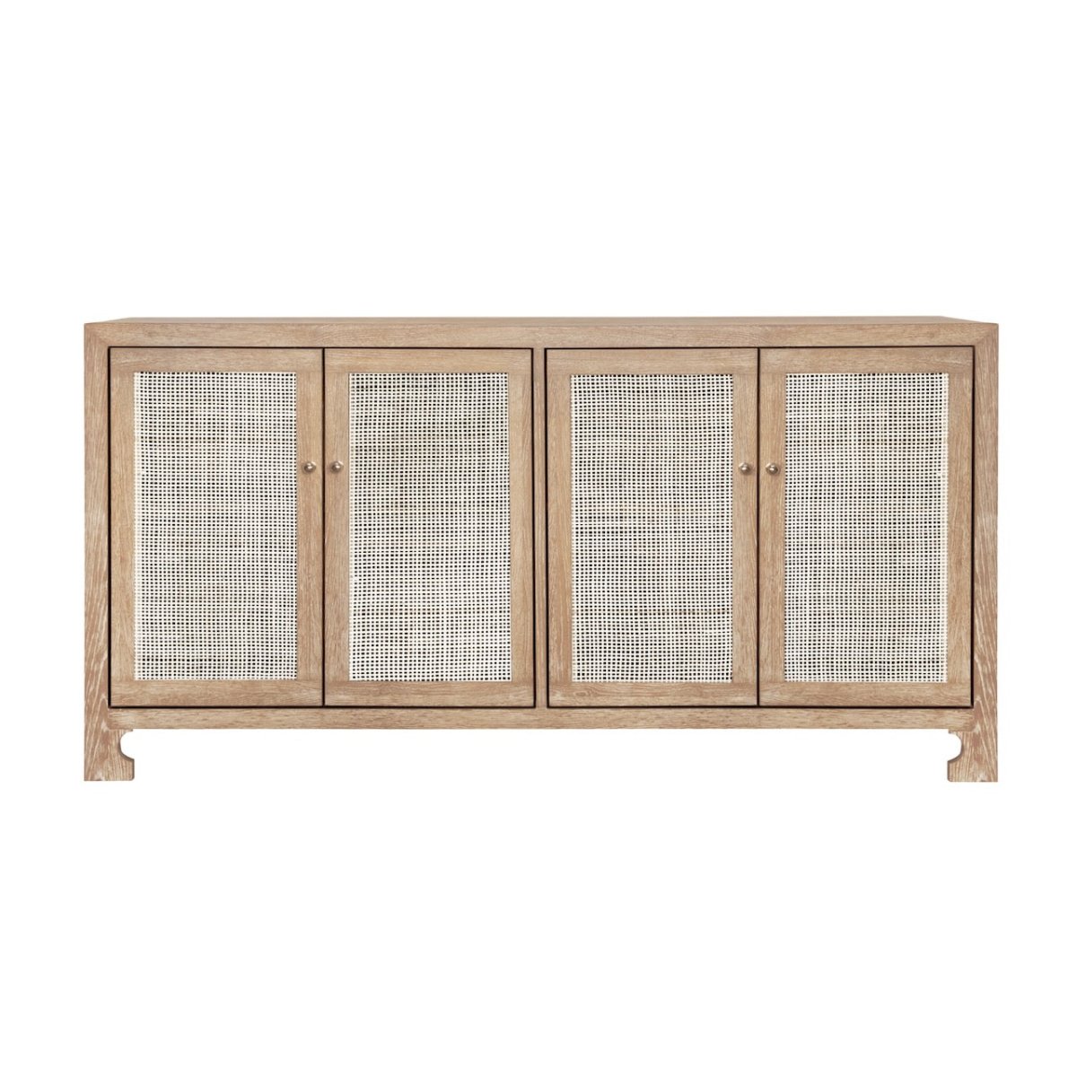 Sofia Cerused Oak & Cane Cabinet by Worlds Away