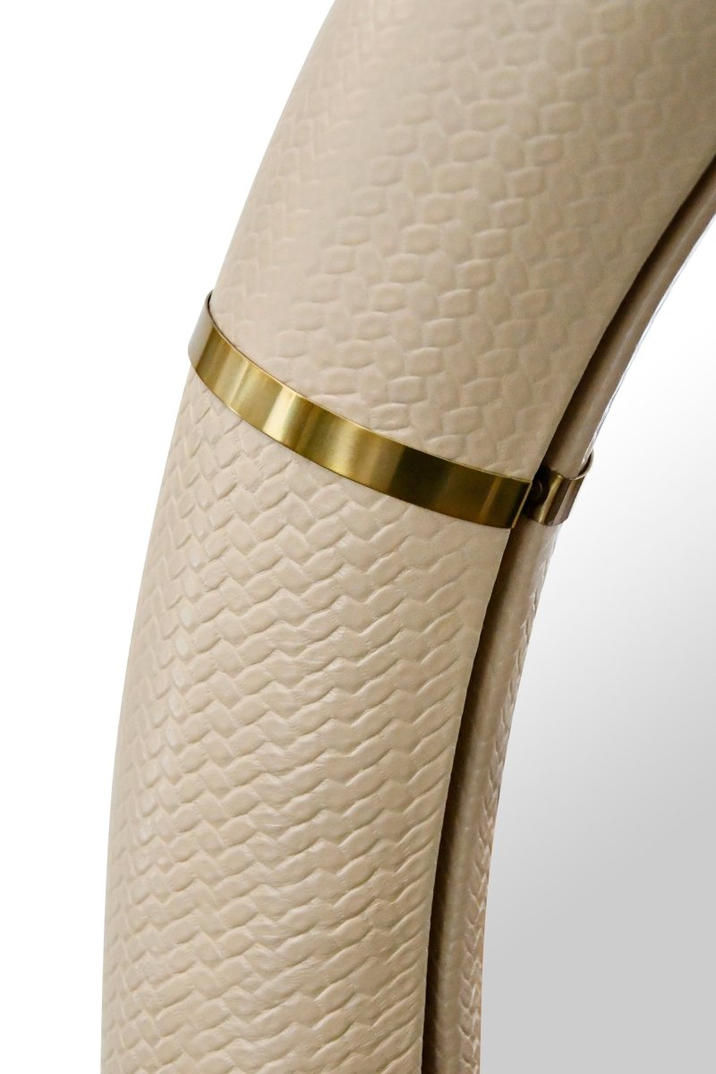 Worlds Away Bowie Arched Faux Ivory Leather Mirror