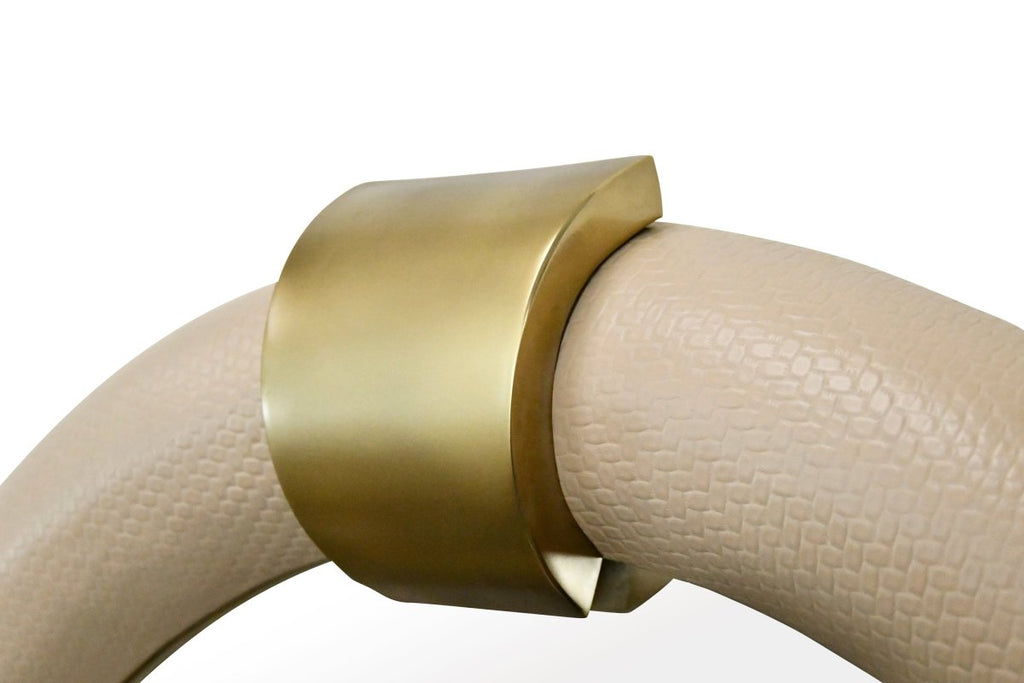 Worlds Away Bowie Arched Faux Ivory Leather Mirror