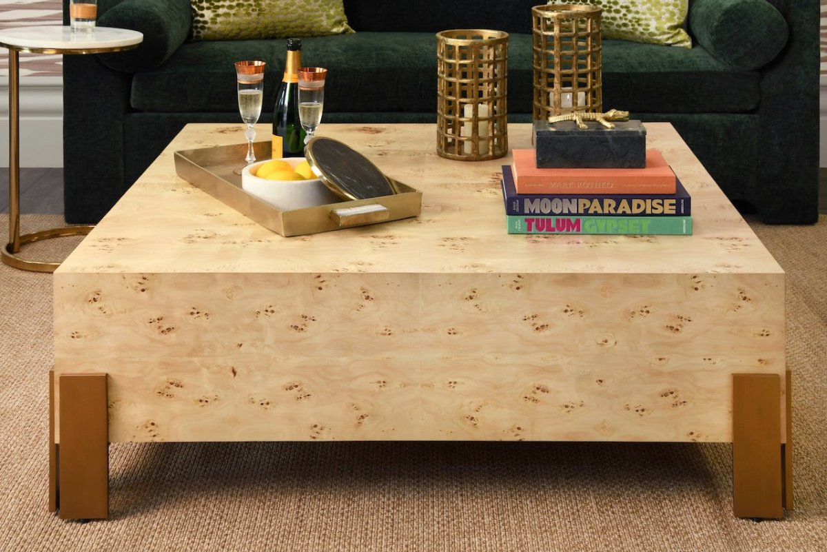Worlds Away Enid Burlwood Coffee Table