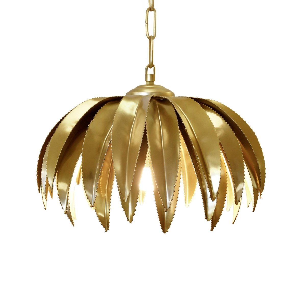 Worlds Away Fifi Palm Leaf Pendant Antique Brass Finish Chandelier