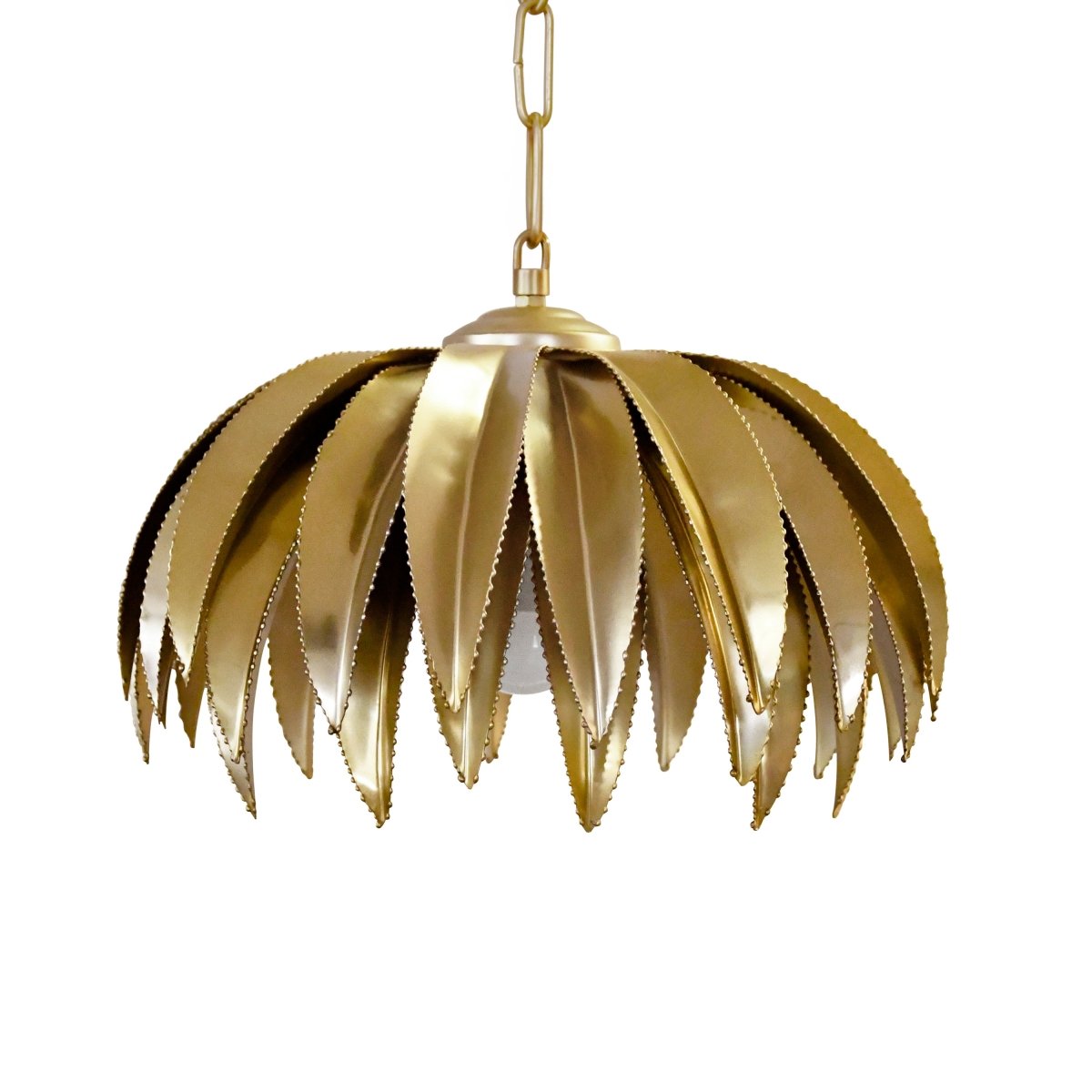 Worlds Away Fifi Palm Leaf Pendant Antique Brass Finish Chandelier
