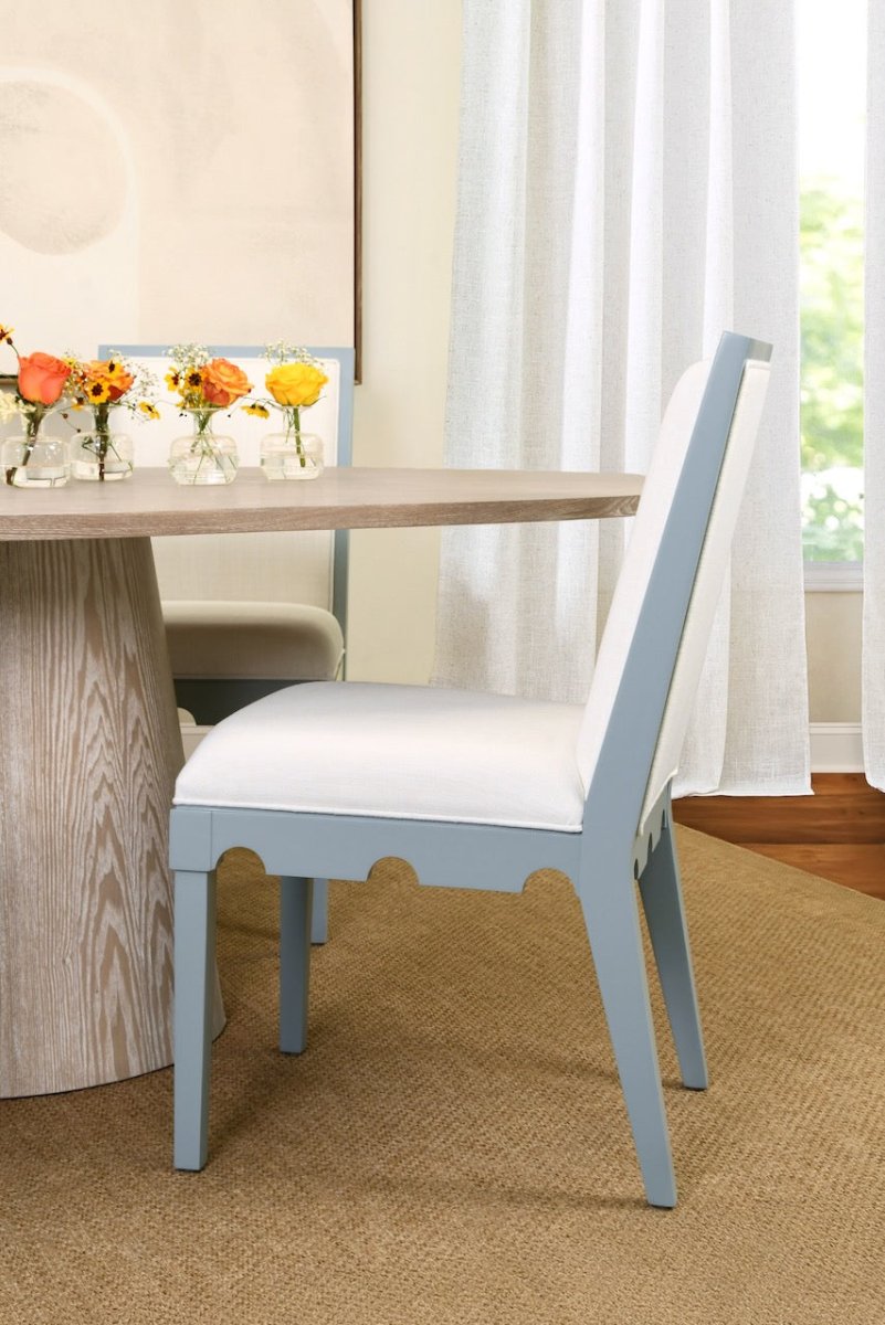 Worlds Away Lanister Light Blue Dining Chair