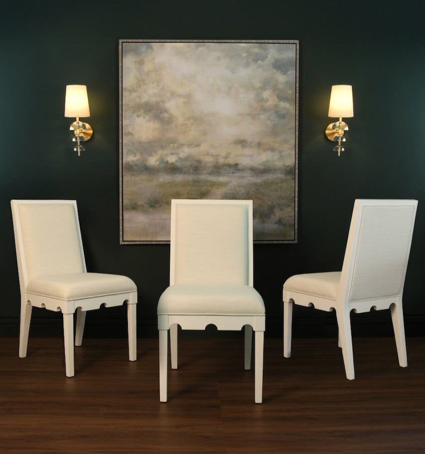 Worlds Away Lanister White Dining Chair