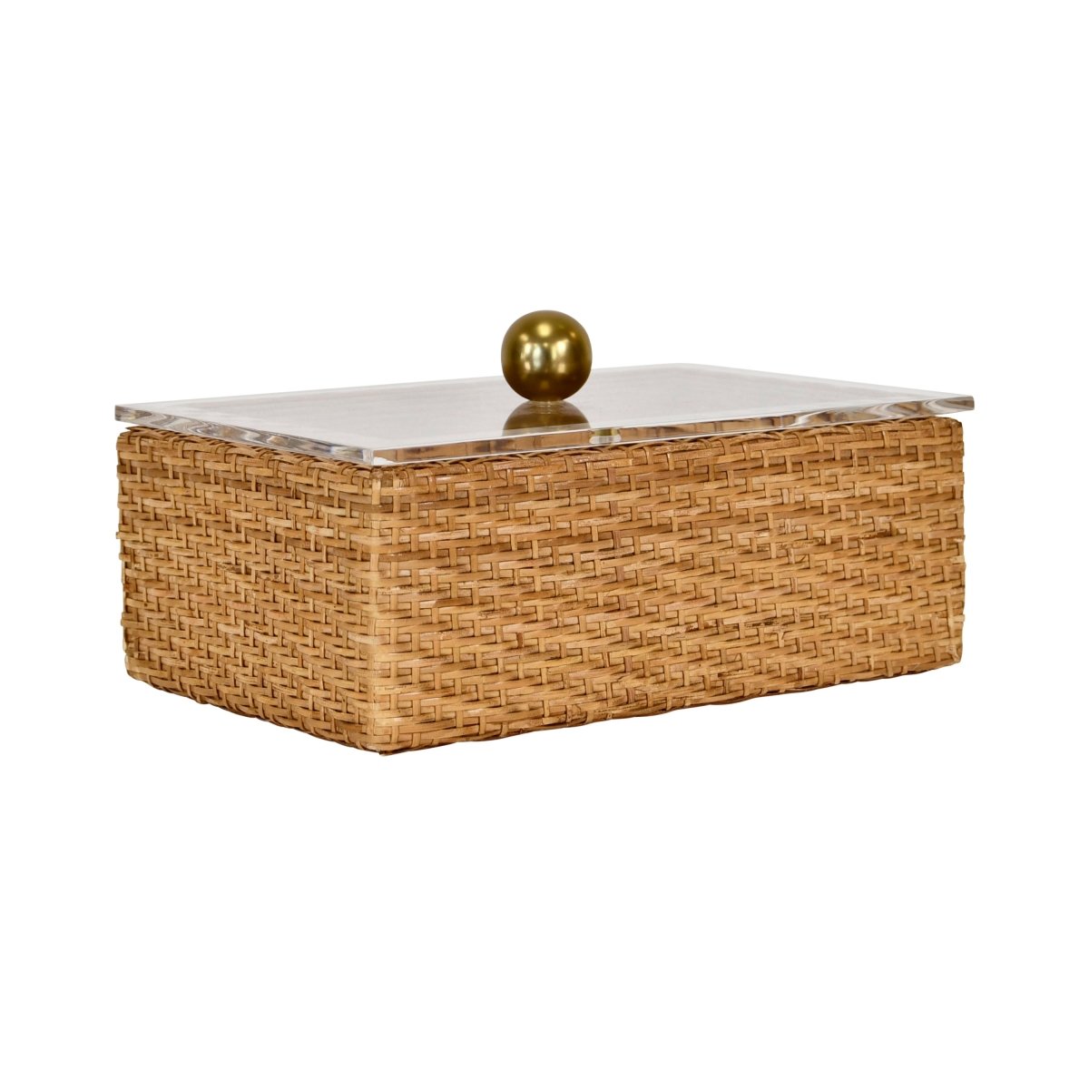 Worlds Away Meryl Large Woven Rattan Box with Lid