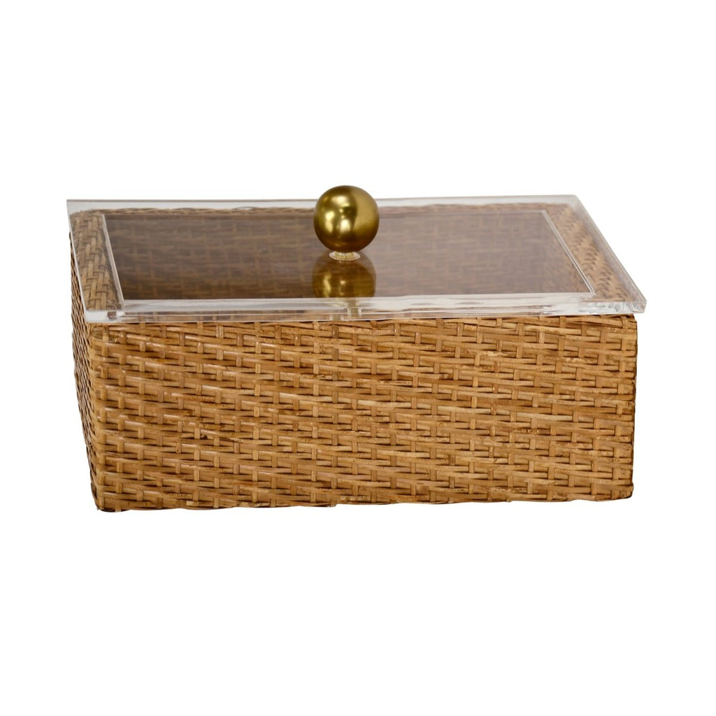 Worlds Away Meryl Large Woven Rattan Box with Lid