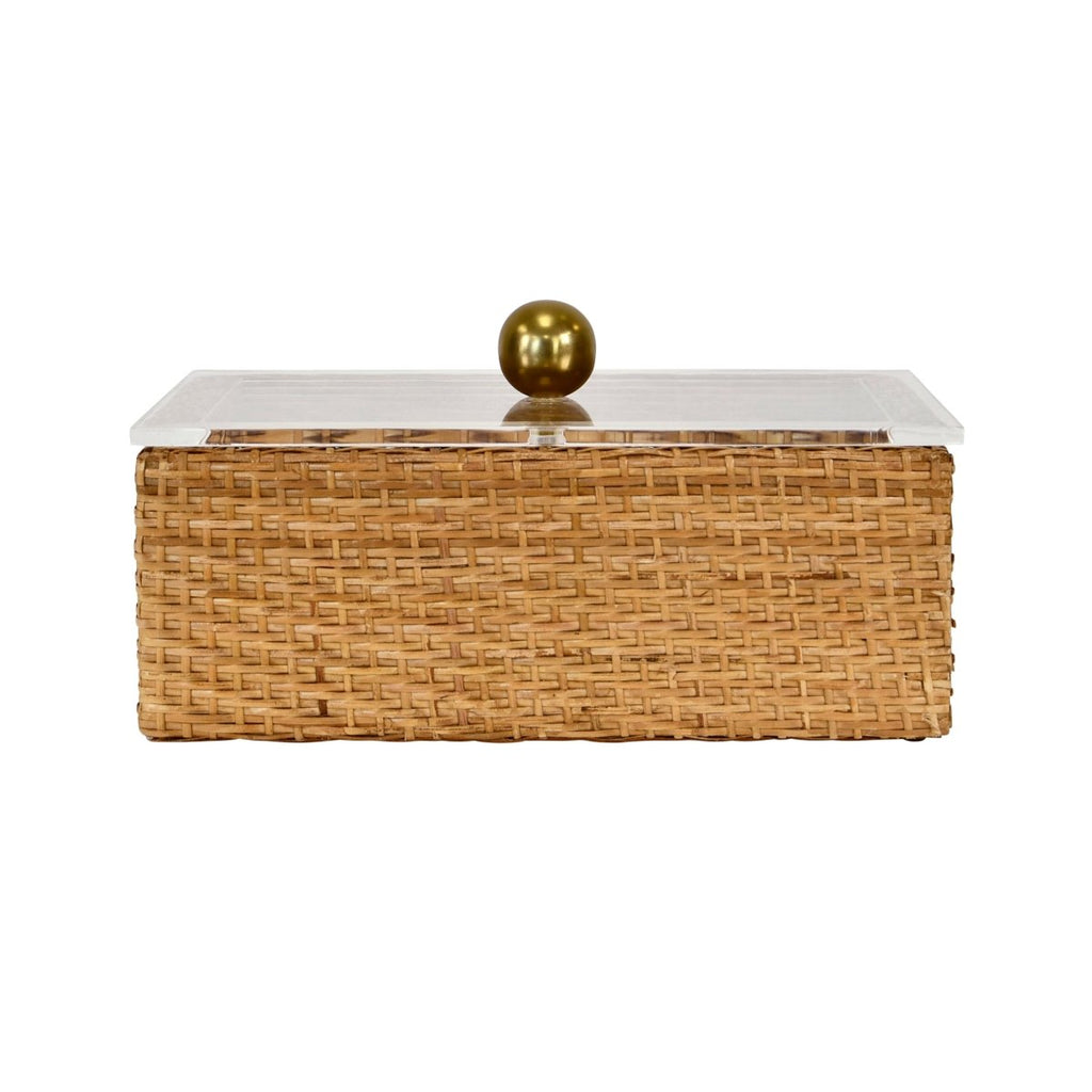Worlds Away Meryl Large Woven Rattan Box with Lid