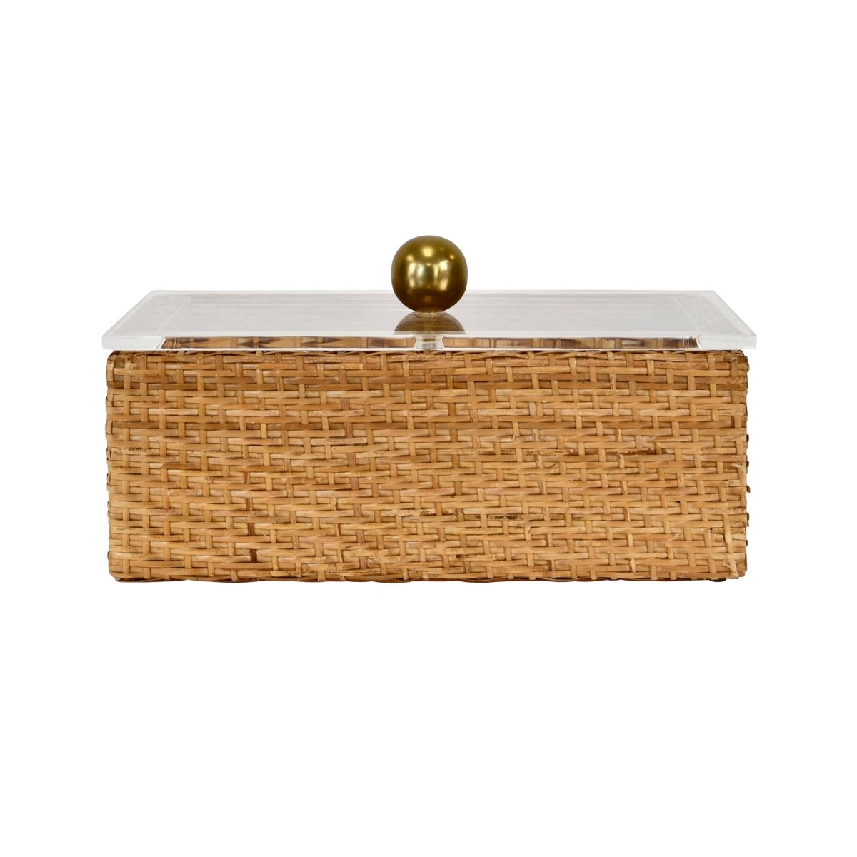 Worlds Away Meryl Large Woven Rattan Box with Lid