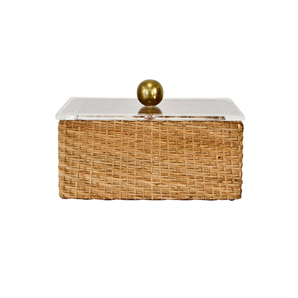 Worlds Away Meryl Small Woven Rattan Box with Lid