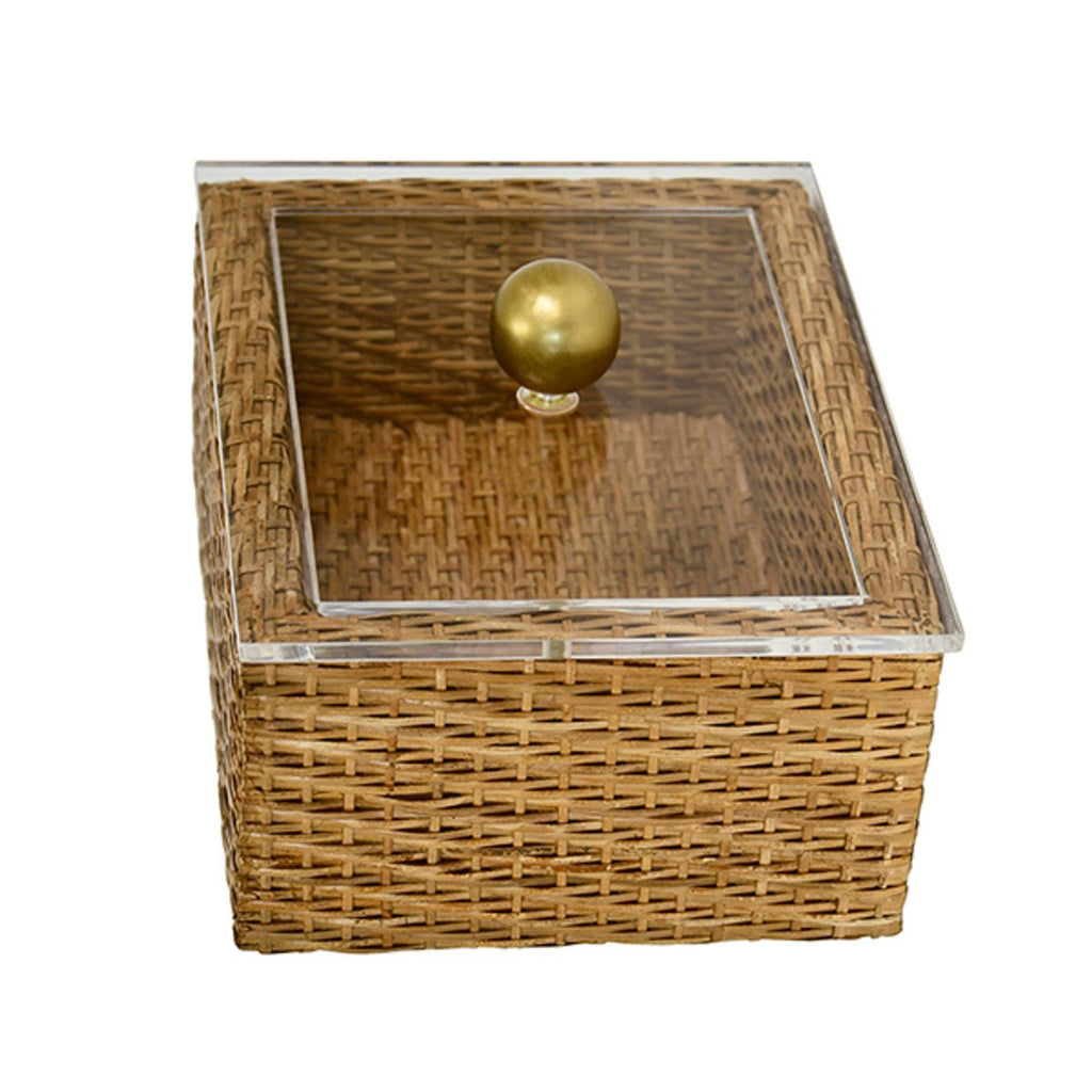 Worlds Away Meryl Small Woven Rattan Box with Lid