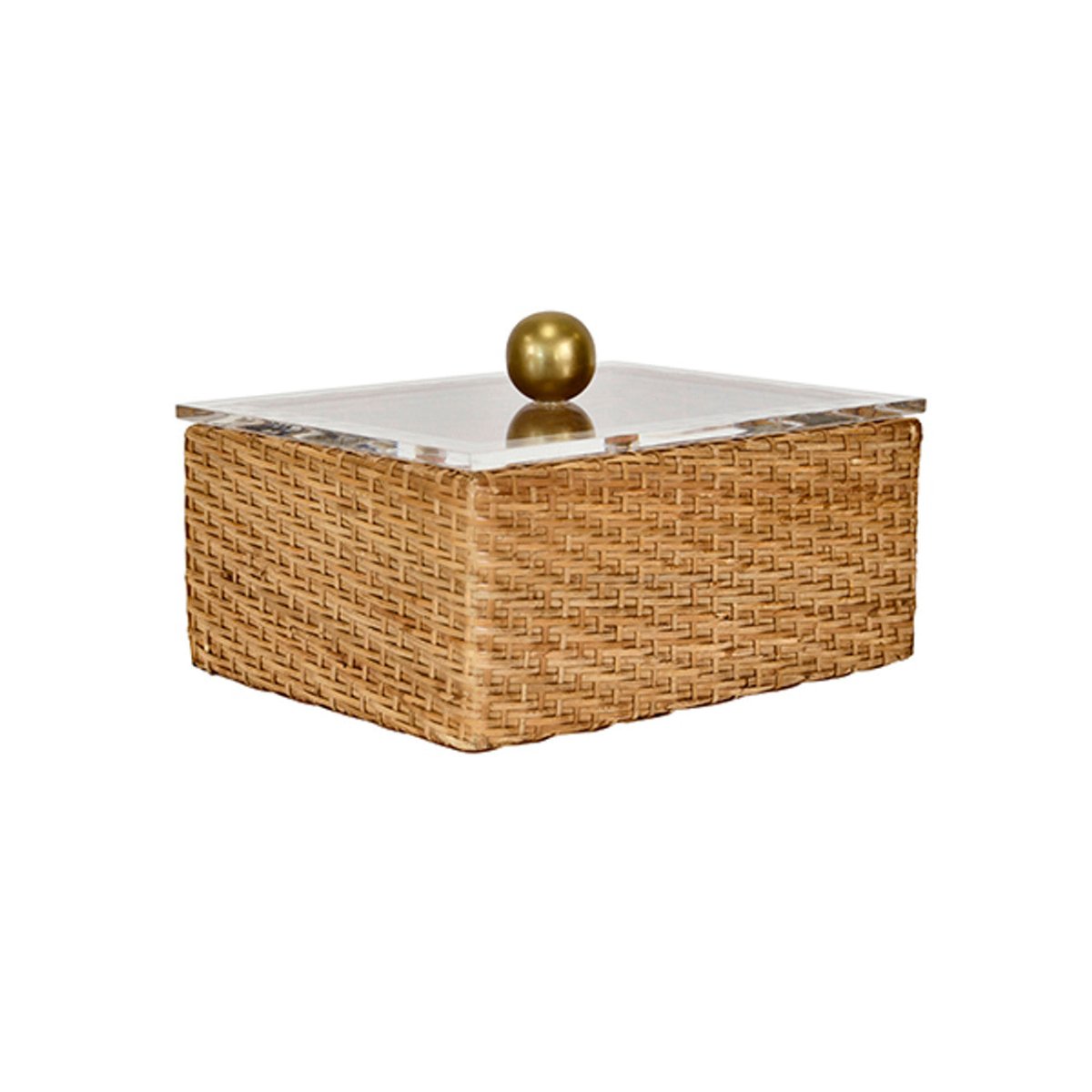 Worlds Away Meryl Small Woven Rattan Box with Lid