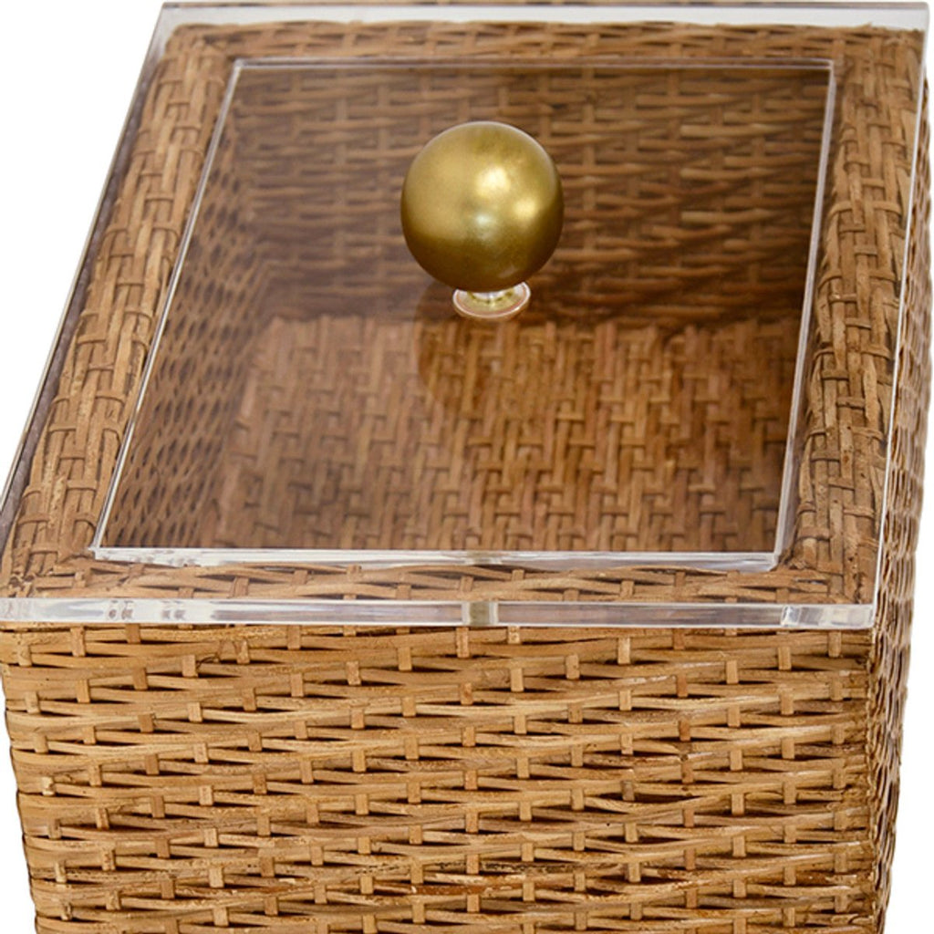 Worlds Away Meryl Small Woven Rattan Box with Lid