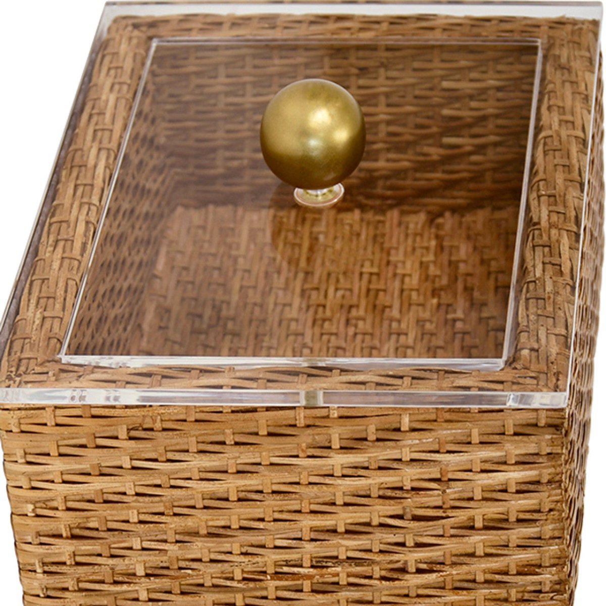 Worlds Away Meryl Small Woven Rattan Box with Lid
