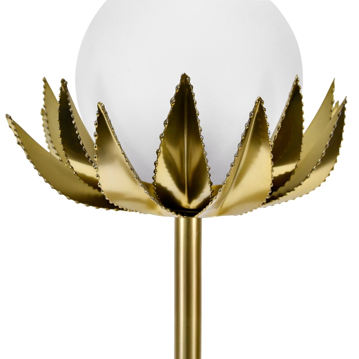 Worlds Away Moxie Brass with Globe Palm Leaf Table Lamp