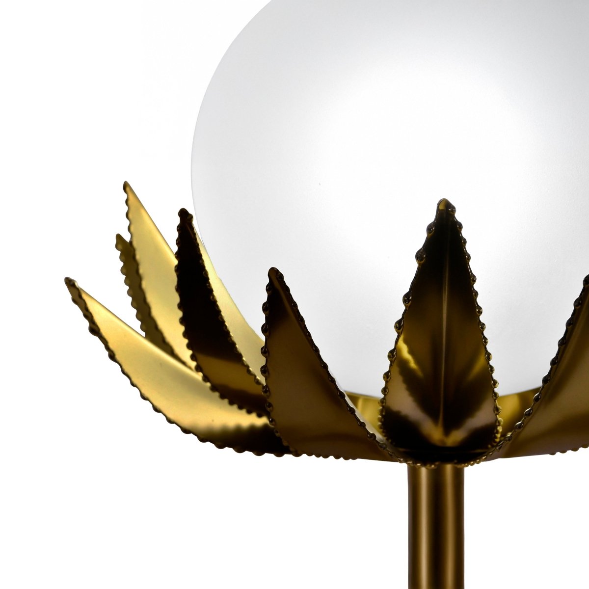 Worlds Away Moxie Brass with Globe Palm Leaf Table Lamp