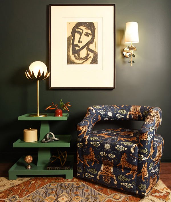 Worlds Away Moxie Brass with Globe Palm Leaf Table Lamp