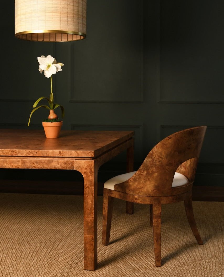 Worlds Away Rafferty Dark Burlwood Dining Chair