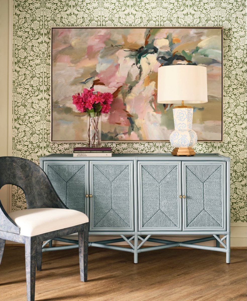 Worlds Away Rafferty Navy Blue Burlwood Dining Chair