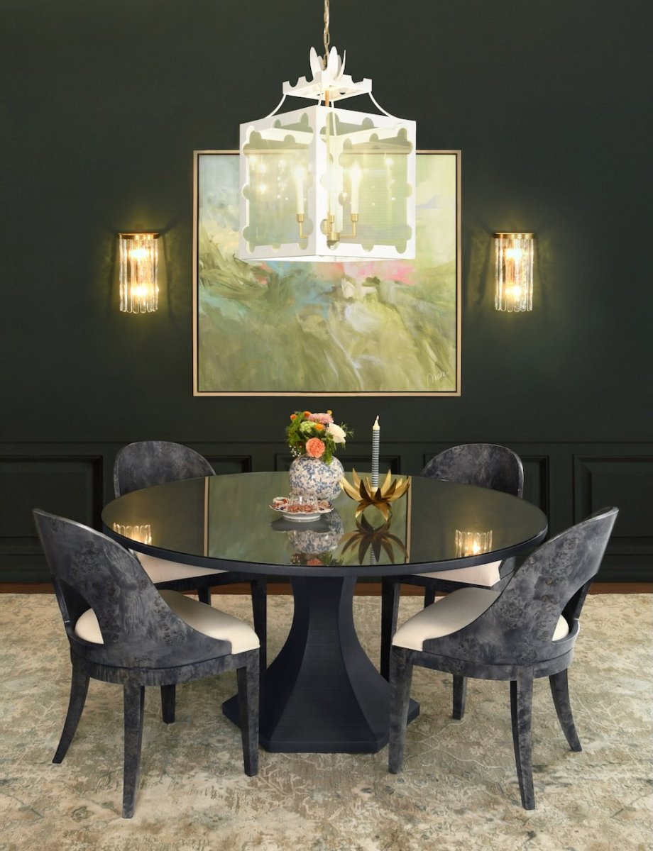 Worlds Away Rafferty Navy Blue Burlwood Dining Chair