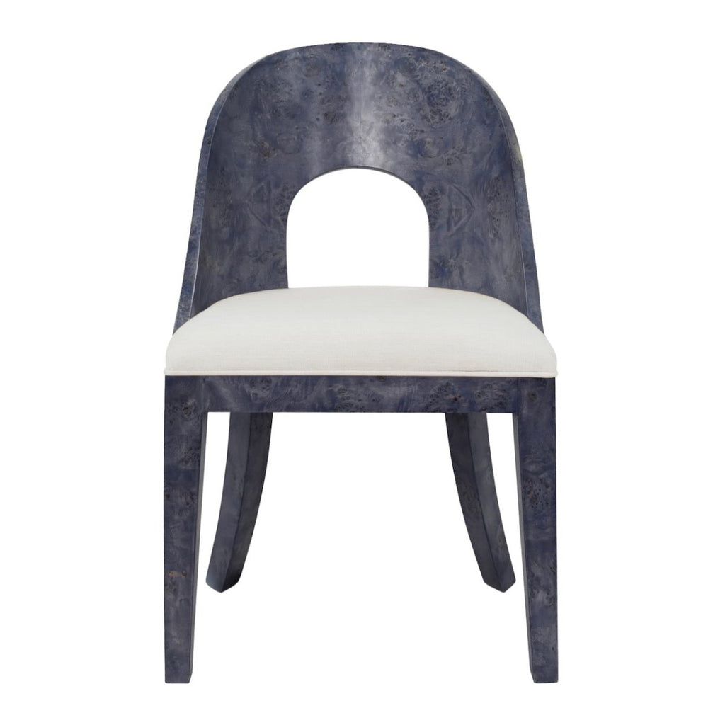 Worlds Away Rafferty Navy Blue Burlwood Dining Chair